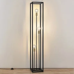 Lindby gulvlampe Tiliane, sort, metal, 3 lyskilder, 153 cm