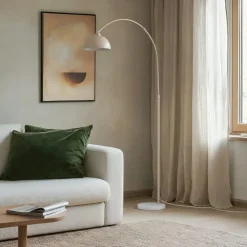 Lindby Gulvlampe Tonka, beige, metal/marmor, 180 cm, E27