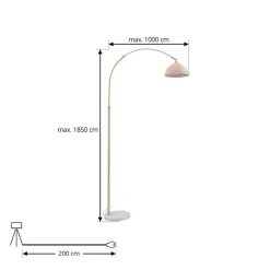 Lindby Gulvlampe Tonka, beige, metal/marmor, 180 cm, E27