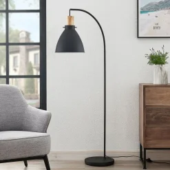 Lindby gulvlampe Trebale, sort, træ, 154 cm, E27