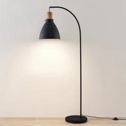 Lindby gulvlampe Trebale, sort, træ, 154 cm, E27