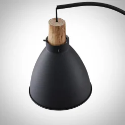Lindby gulvlampe Trebale, sort, træ, 154 cm, E27