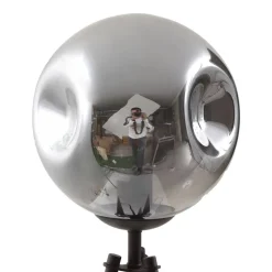 Lindby gulvlampe Valentina, E27, røggrå, glas, 150 cm