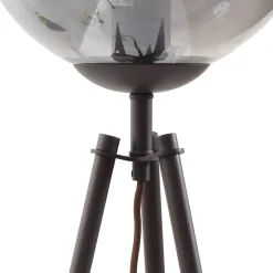 Lindby gulvlampe Valentina, E27, røggrå, glas, 150 cm