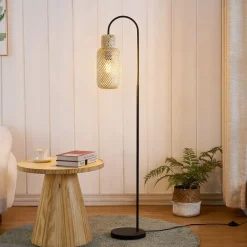 Lindby gulvlampe Venora, 145 cm høj, bambus, E27