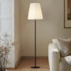 Lindby gulvlampe Virelle, sort/hvid, tekstil, højde 170 cm