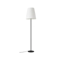 Lindby gulvlampe Virelle, sort/hvid, tekstil, højde 170 cm