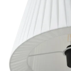 Lindby gulvlampe Virelle, sort/hvid, tekstil, højde 170 cm