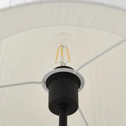 Lindby gulvlampe Virelle, sort/hvid, tekstil, højde 170 cm