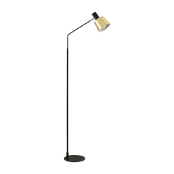 Lindby gulvlampe Vlada, 144 cm, messing, sort, metal