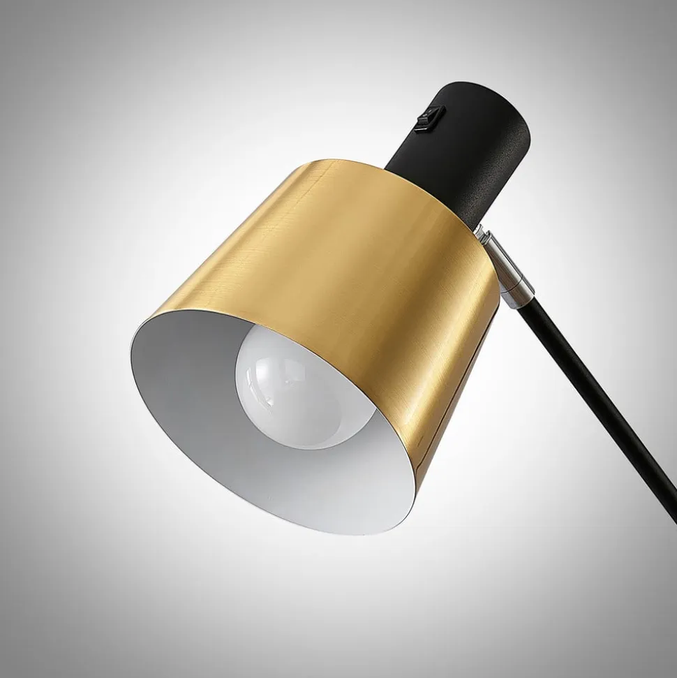 Lindby gulvlampe Vlada, 144 cm, messing, sort, metal