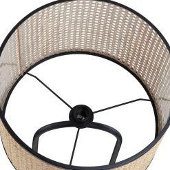 Lindby gulvlampe Yaelle, 146 cm høj, rattan, sort, E27