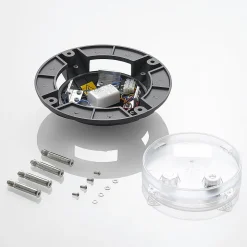 Lindby gulv-spotlight med LED Cormac, 4 lyskilder, Ø 21 cm, IP67