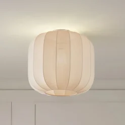 Lindby Helin loftlampe, beige, stof, Ø 35 cm