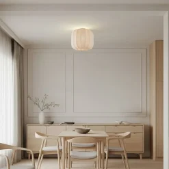 Lindby Helin loftlampe, beige, stof, Ø 35 cm