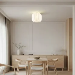 Lindby Helin loftlampe, hvid, stof, Ø 35 cm