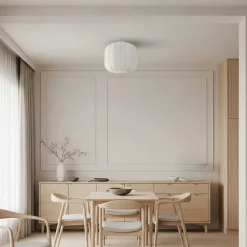 Lindby Helin loftlampe, hvid, stof, Ø 35 cm