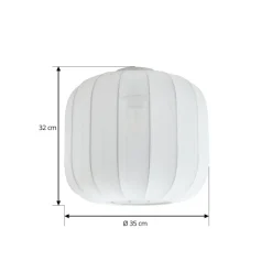 Lindby Helin loftlampe, hvid, stof, Ø 35 cm