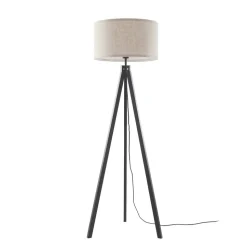 Lindby Herry gulvlampe, sort, træ, trefod, 153 cm