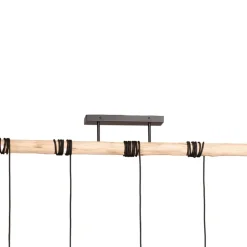 Lindby hængelampe Amilia, stof, 5 lyskilder, rød/grå/gul, E27