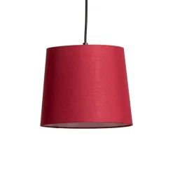 Lindby hængelampe Amilia, stof, 5 lyskilder, rød/grå/gul, E27