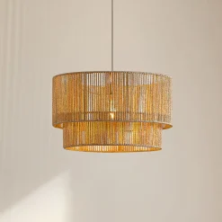 Lindby Hængelampe Anuva, Ø 45 cm, beige, papir, E27