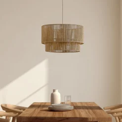 Lindby Hængelampe Anuva, Ø 45 cm, beige, papir, E27