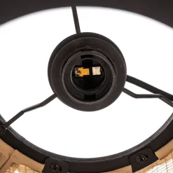 Lindby hængelampe Aurinil, træfarvet, hør, Ø 48cm, E27