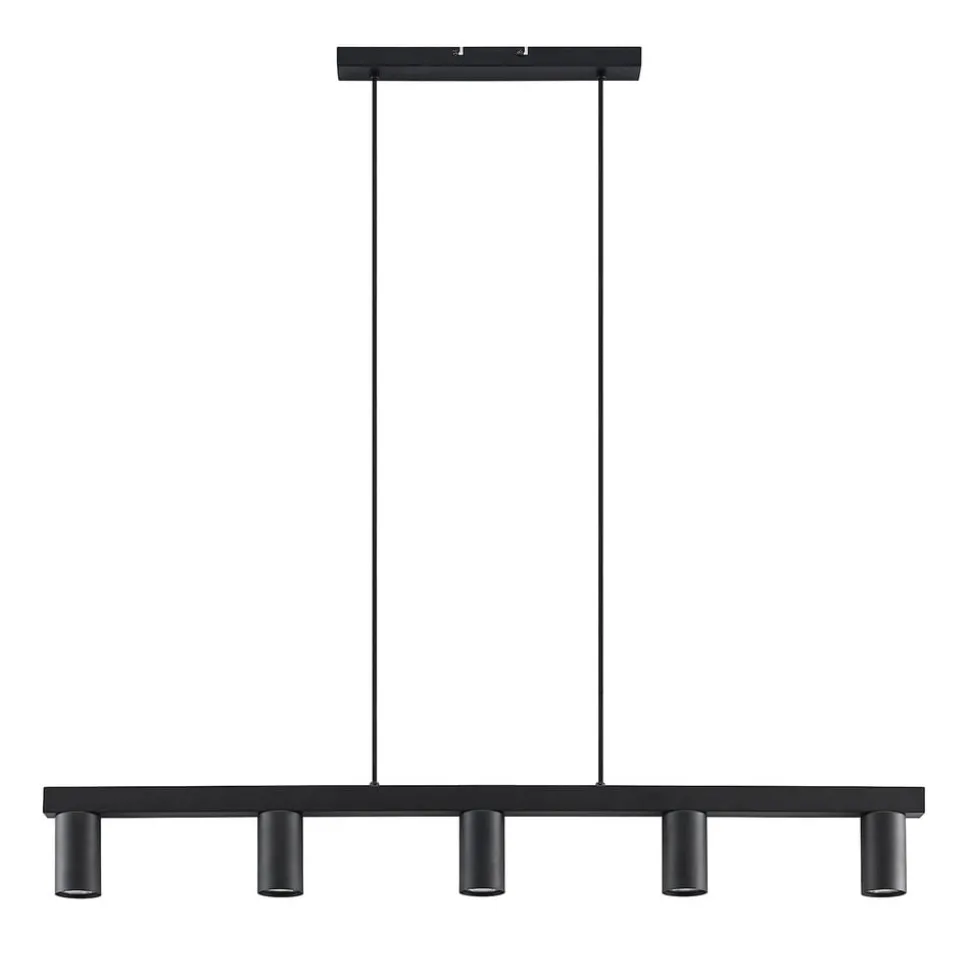 Lindby hængelampe Baliko, sort, 116 cm, 5 lyskilder, GU10