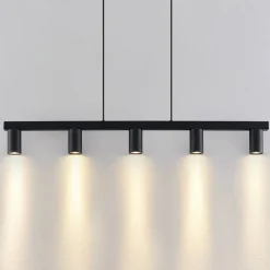 Lindby hængelampe Baliko, sort, 116 cm, 5 lyskilder, GU10