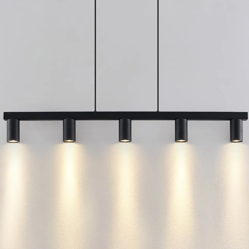 Lindby hængelampe Baliko, sort, 116 cm, 5 lyskilder, GU10