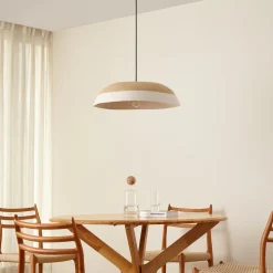 Lindby hængelampe Caliva, Ø 60 cm, beige/hvid, hampesnor