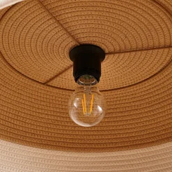 Lindby hængelampe Caliva, Ø 60 cm, beige/hvid, hampesnor