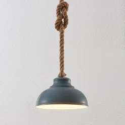 Lindby hængelampe Chaby, Ø 29 cm, 1 lyskilde, metal, reb