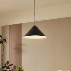 Lindby hængelampe Clarine, sort/hvid, Ø 50 cm, metal