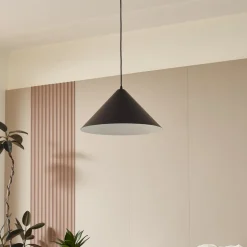 Lindby hængelampe Clarine, sort/hvid, Ø 50 cm, metal