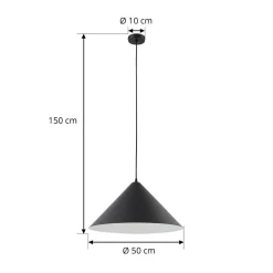 Lindby hængelampe Clarine, sort/hvid, Ø 50 cm, metal