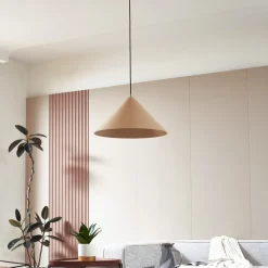 Lindby hængelampe Clarine, beige, Ø 50 cm, metal