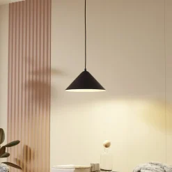 Lindby hængelampe Clarine, sort/hvid, Ø 32 cm, metal