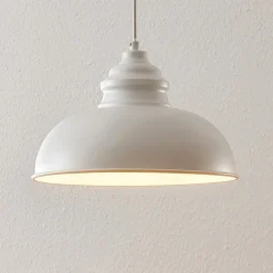 Lindby hængelampe Cliona, hvid, metal, Ø 31 cm, E27