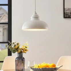 Lindby hængelampe Cliona, hvid, metal, Ø 31 cm, E27