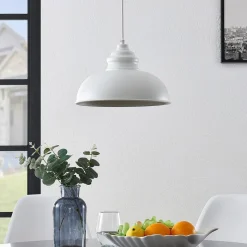 Lindby hængelampe Cliona, hvid, metal, Ø 31 cm, E27