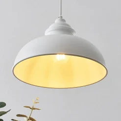 Lindby hængelampe Cliona, hvid, metal, Ø 31 cm, E27