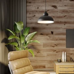 Lindby hængelampe Cliona, sort, metal, Ø 31 cm, E27