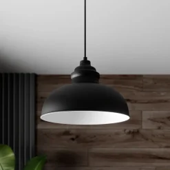 Lindby hængelampe Cliona, sort, metal, Ø 31 cm, E27