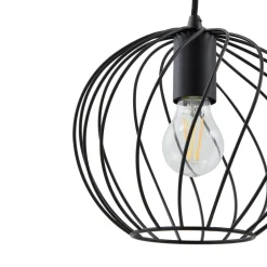 Lindby hængelampe Danika, rund, Ø 50 cm, sort, metal