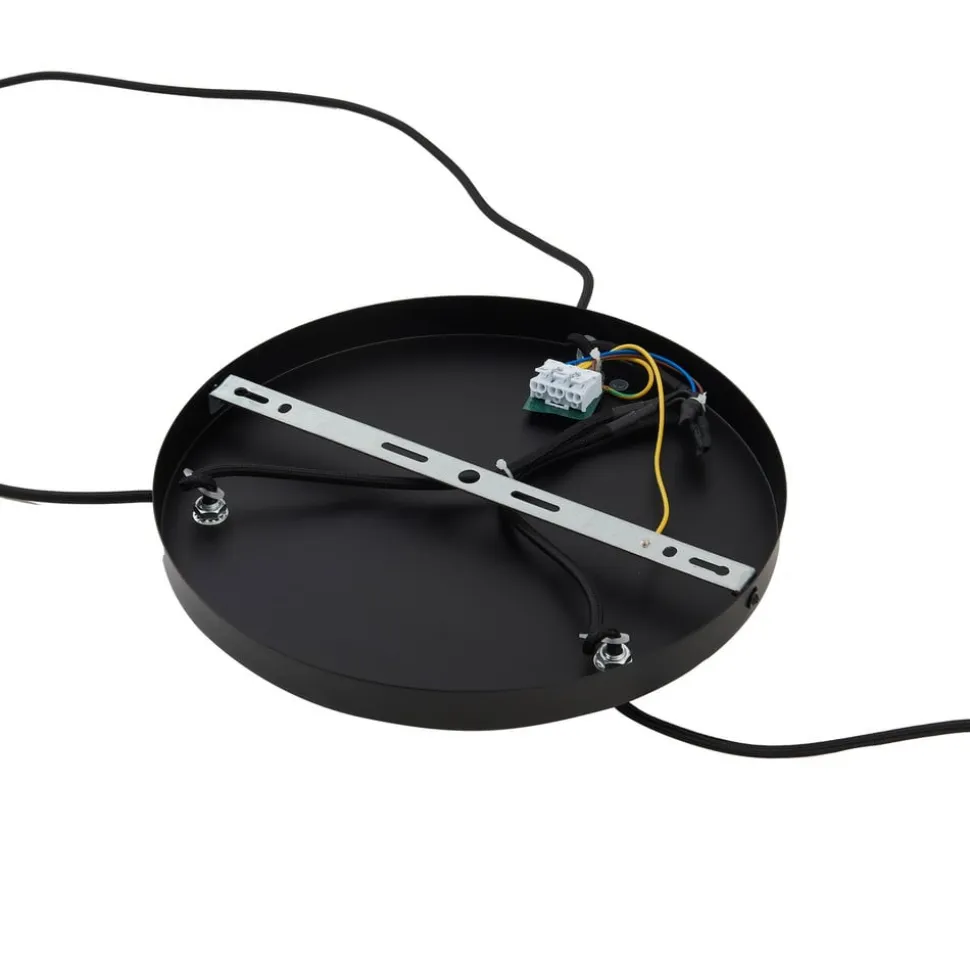 Lindby hængelampe Danika, rund, Ø 50 cm, sort, metal