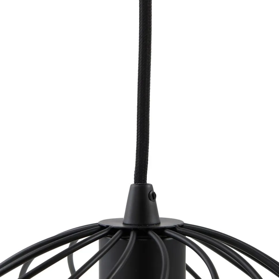 Lindby hængelampe Danika, rund, Ø 50 cm, sort, metal