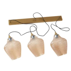 Lindby hængelampe Drakar, Ø 22 cm, 3 lyskilder, rav, glas