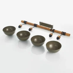 Lindby hængelampe Durbis, 116 cm, 4 lyskilder, grå, træ, E27